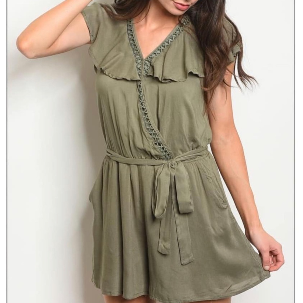 New With Tag Very J Boutique Women's Romper Olive